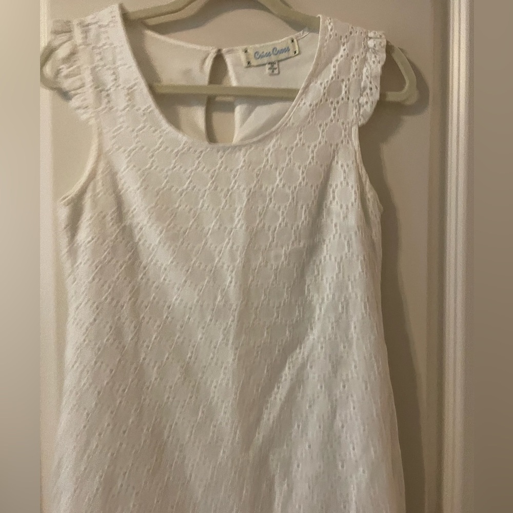 White Criss Cross eyelet dress.  Size S